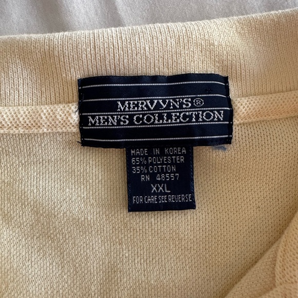 VINTAGE MERVYN’S MEN’S COLLECTION SHORT SLEEVE YELLOW POLO SZ XXL - Picture 7 of 7